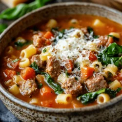 When the temperature drops and the days grow shorter, there’s nothing quite like a steaming bowl of soup to provide warmth and comfort. The Hearty Ditalini Pasta and Sausage Soup is a perfect example of a dish that not only warms the soul but also nourishes the body. This rustic Italian-inspired soup combines the rich flavors of Italian sausage, fresh vegetables, and tender ditalini pasta, resulting in a delightful meal that is both satisfying and wholesome.
