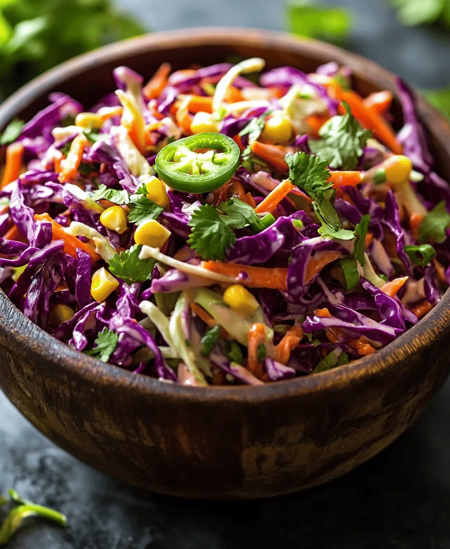 Coleslaw is a beloved salad enjoyed across the globe, known for its versatility and refreshing crunch. Originating from the humble cabbage, this dish has evolved into countless variations, each reflecting the culinary traditions and flavor profiles of different cultures. In the realm of Mexican cuisine, coleslaw takes on a vibrant twist with the <strong>Crunchy Fiesta Mexican Coleslaw</strong>, a dish that is not only visually appealing but also packed with flavor and nutrition.” /></p>
</p>
<h3>Creating the Dressing</h3>
</p>
<p>The dressing is the heart of any coleslaw, and in this Crunchy Fiesta Mexican Coleslaw, it plays a pivotal role in balancing the vibrant flavors of the ingredients. A well-crafted dressing should harmonize acidity, creaminess, and a hint of sweetness to complement the crisp vegetables. For this recipe, we combine Greek yogurt, mayonnaise, fresh lime juice, honey, and a medley of spices.</p>
</p>
<p>To achieve the perfect consistency for your dressing, start with equal parts of Greek yogurt and mayonnaise. This combination provides a creamy base while keeping the dressing lighter than traditional mayonnaise-only alternatives. The Greek yogurt adds a tangy flavor, making it an excellent choice for a Mexican-inspired dish. Adjust the lime juice according to your taste—more for a zesty kick, or less if you prefer a milder flavor.</p>
</p>
<p>Incorporate a touch of honey to balance the acidity of the lime and the tanginess of the yogurt. If you prefer a spicier dressing, consider adding a dash of hot sauce or cayenne pepper, which can elevate the flavor profile and provide an extra kick. Whisk all the ingredients together until smooth and creamy, ensuring there are no lumps. This step is crucial as it allows the flavors to meld beautifully.</p>
</p>
<h3>Tossing and Marinating</h3>
</p>
<p>Once your dressing is ready, it’s time to toss it with the prepared vegetables. This step is essential as it ensures every shred of cabbage and carrot is coated evenly, allowing the flavors to penetrate deeply into the vegetables. Use a large mixing bowl to combine the shredded cabbage, carrots, diced bell peppers, and red onion. Pour the dressing over the top and gently toss the ingredients together with a spatula or tongs.</p>
</p>
<p>Marinating the coleslaw for at least 30 minutes before serving enhances the flavor integration significantly. During this time, the vegetables will absorb the dressing, softening slightly while maintaining their crunch. This step also allows the spices to infuse throughout the coleslaw, creating a cohesive taste experience that is both refreshing and satisfying.</p>
</p>
<h3>Importance of Resting Time in the Refrigerator</h3>
</p>
<p>Resting time in the refrigerator is vital for the success of your Crunchy Fiesta Mexican Coleslaw. This period not only allows the flavors to meld but also enhances the overall crunchiness of the dish. As the cabbage and carrots sit with the dressing, they will release some moisture. This moisture interacts with the dressing, creating a delightful sauce that clings to the vegetables while maintaining their crisp texture.</p>
</p>
<p>Aim to let your coleslaw rest for at least an hour, although longer is often better. If you can prepare it a few hours in advance or even the night before, you’ll find that the flavors deepen and improve. Just before serving, give it a quick toss to redistribute the dressing and ensure everything is well mixed.</p>
</p>
<h3>Nutritional Analysis</h3>
</p>
<p>One of the highlights of Crunchy Fiesta Mexican Coleslaw is its impressive nutritional profile. This dish is not only low in calories but also packed with essential nutrients, making it a healthy addition to any meal.</p>
</p>
<p>– <strong>Low-Calorie Profile</strong>: The primary ingredients, cabbage and carrots, are inherently low in calories, allowing you to enjoy a generous serving without guilt.</p>
<p>– <strong>High Fiber Content</strong>: Cabbage and carrots are excellent sources of dietary fiber, which is beneficial for digestion and maintaining a healthy weight. Fiber also helps you feel full longer, making this coleslaw a satisfying side dish.</p>
<p>– <strong>Healthy Fats</strong>: The inclusion of Greek yogurt and a small amount of mayonnaise introduces healthy fats into the mix. These fats are necessary for absorbing fat-soluble vitamins and contribute to the overall creaminess without excessive calories.</p>
<p>– <strong>Dietary Versatility</strong>: This coleslaw fits well into various dietary preferences, including vegetarian and gluten-free diets. With its wholesome ingredients, it can be enjoyed by a wide range of individuals looking for nutritious options.</p>
</p>
<h3>Serving Suggestions</h3>
</p>
<p>There are countless ways to serve Crunchy Fiesta Mexican Coleslaw, each providing a unique taste experience that enhances your meal.</p>
</p>
<p>1. <strong>As a Standalone Side Dish</strong>: This coleslaw shines as a refreshing side for summer barbecues or picnics. Its crunch and vibrant flavors make it a perfect accompaniment to grilled meats, burgers, or hot dogs, providing a delightful contrast to the smoky flavors of charred foods.</p>
</p>
<p>2. <strong>Topping for Tacos and Grilled Meats</strong>: Use the coleslaw as a topping for tacos or grilled meats such as chicken, pork, or fish. The crunchy texture and zesty flavor bring a refreshing element that balances the richness of the protein, enhancing the overall flavor profile of your dish.</p>
</p>
<p>3. <strong>Pairing with Other Mexican Dishes</strong>: Serve the coleslaw alongside other Mexican staples like enchiladas, burritos, or quesadillas. The bright colors and flavors will create an appealing presentation and elevate the dining experience.</p>
</p>
<p>4. <strong>Visual Appeal</strong>: Don’t underestimate the importance of color in food presentation. The vibrant colors of the red cabbage, orange carrots, and green bell peppers make this coleslaw not only delicious but also visually appealing. Consider serving it in a colorful bowl to enhance its attractiveness on the table.</p>
</p>
<h3>Cultural Significance</h3>
</p>
<p>Coleslaw has long been a staple in many cuisines, but in Mexican culture, it holds a special place, especially during gatherings and celebrations. This Crunchy Fiesta Mexican Coleslaw reflects the vibrant food culture of Mexico, where fresh ingredients and bold flavors reign supreme.</p>
</p>
<p>The dish embodies the essence of Mexican cooking—using locally sourced, fresh produce to create meals that are both satisfying and nutritious. At family gatherings or festive celebrations, coleslaw often accompanies hearty dishes, providing a refreshing contrast to rich flavors.</p>
</p>
<p>The emphasis on fresh ingredients is a hallmark of traditional Mexican cuisine, and this coleslaw showcases that principle beautifully. By using seasonal vegetables and a zesty dressing, you not only honor this culinary tradition but also create a dish that resonates with the lively spirit of Mexican food culture.</p>
</p>
<h3>Conclusion</h3>
</p>
<p>In summary, Crunchy Fiesta Mexican Coleslaw is a delicious, healthy, and versatile dish that deserves a spot in your meal rotation. With its balance of flavors, vibrant colors, and nutritional benefits, it’s an ideal addition to a variety of meals. Whether served as a standalone side dish, a topping for tacos, or paired with other Mexican favorites, this coleslaw will enhance your culinary experiences.</p>
</p>
<p>We encourage you to incorporate this recipe into your cooking repertoire. Enjoy the process of creating and sharing homemade coleslaw with family and friends, knowing that you’re presenting a dish that is not only flavorful but also packed with nutrients. Embrace the joy and satisfaction that comes from crafting a recipe that celebrates fresh ingredients and vibrant flavors, and watch as it becomes a beloved staple at your dining table.</p>
</div>