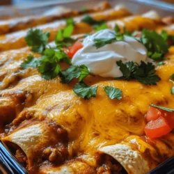 Enchiladas are a beloved staple of Mexican cuisine, celebrated for their versatility and rich flavors. Originating from the ancient Aztecs, who would wrap food in corn tortillas, enchiladas have evolved into a diverse array of dishes, each brimming with regional flair. They are not only a culinary delight but also a symbol of tradition, often served at family gatherings, celebrations, and festive occasions. Among the myriad of fillings and sauces, savory ground beef enchiladas hold a special place in many hearts.