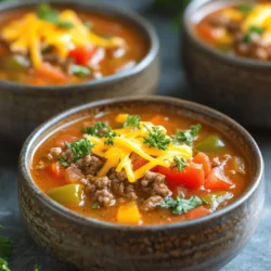 In the realm of comfort food, few dishes evoke the same warmth and nostalgia as a hearty stuffed bell pepper soup. This delightful recipe brings together all the beloved flavors of traditional stuffed peppers—tender bell peppers, savory ground meat, and a medley of spices—into a cozy bowl of soup. With its rich, comforting essence, this soup is perfect for any season, offering a warming embrace during chilly winter nights or a refreshing meal on a cool autumn day.
