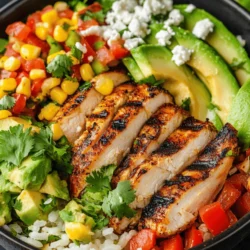 The Street Corn Chicken Rice Bowl is a delightful dish that brings the vibrant and bold flavors of Mexican street corn to your dinner table. This recipe combines succulent chicken with fluffy rice and a creamy corn mixture, creating a satisfying meal that is perfect for busy weeknights or meal prep. With a quick preparation time and ingredients that are easy to find, this bowl is not only appealing to families but also to individuals seeking a wholesome and hearty option.