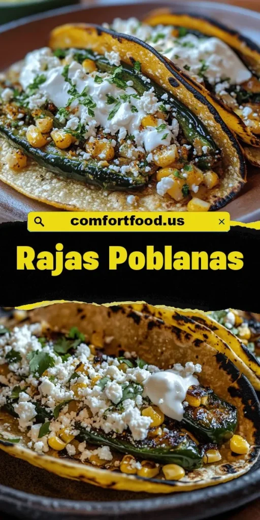 Discover the vibrant flavors of Rajas Poblanas, a traditional Mexican dish made with roasted poblano peppers, sautéed onions, garlic, and creamy cheese. This versatile dish can be enjoyed as a side or filling for tacos and quesadillas. It's easy to make and celebrates fresh ingredients, perfect for cooks of all levels. Dive into this delicious recipe and bring a taste of Mexico to your table! #RajasPoblanas #MexicanCuisine #Foodie #EasyRecipes #CookingAtHome #HealthyEating #ComfortFood