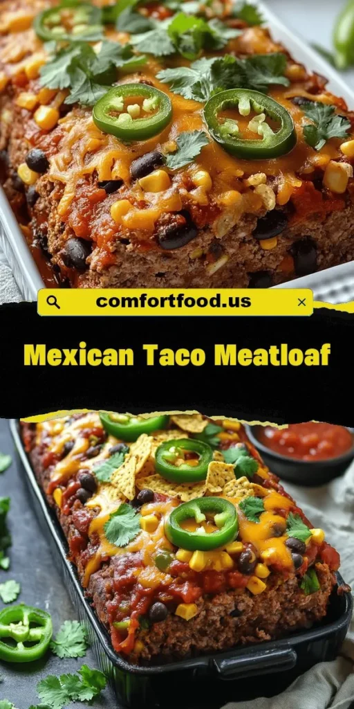 Discover a delicious twist on a classic comfort food with our Mexican Taco Meatloaf recipe! This zesty dish combines tender meat, crushed tortilla chips, black beans, and savory spices, creating a delightful fusion that is perfect for family dinners or gatherings. With layers of flavor from cheese, onions, and aromatic spices, every slice is a taste of Mexico! Try it today! #MexicanTacoMeatloaf #ComfortFood #RecipeIdeas #DinnerInspiration #Foodie #Yummy