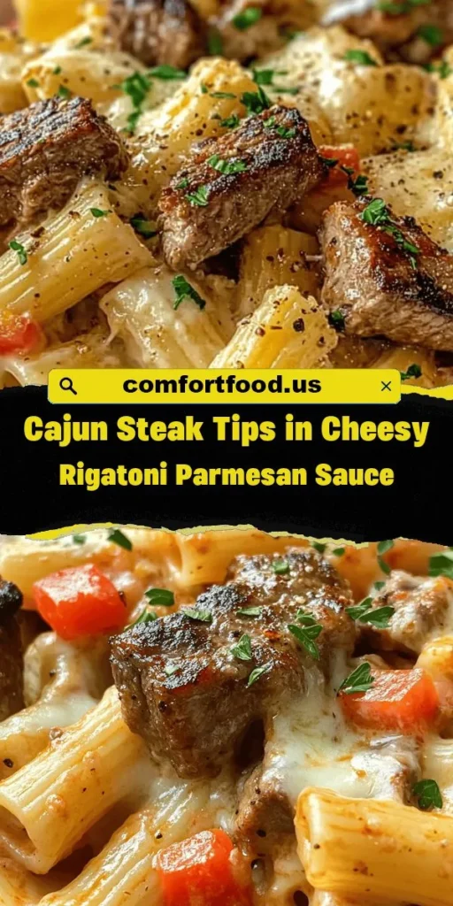 Indulge in the comforting flavors of Cajun Steak Tips in Cheesy Rigatoni Parmesan Sauce! This delicious dish combines tender steak tips with rich, creamy Parmesan sauce, complemented by perfectly cooked rigatoni. Perfect for family dinners or gatherings, this recipe celebrates Cajun cuisine with its bold spices and hearty ingredients. Explore the full article for tips on preparation, ingredients, and variations! #CajunCuisine #ComfortFood #SteakTips #PastaRecipe #CheesyRigatoni #Foodie