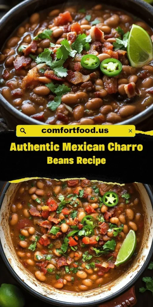 Discover the rich flavor of authentic Mexican charro beans, a beloved dish that brings warmth and togetherness to any meal. With a delightful blend of spices, fresh vegetables, and the option to include bacon or chorizo, this recipe is perfect for gatherings or a cozy family dinner. Learn the traditional preparation steps that make this dish a true comfort food staple in Mexican cuisine. #CharroBeans #MexicanFood #ComfortFood #TraditionalRecipes #CookingAtHome