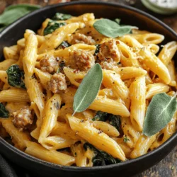 Welcome to the world of creamy butternut squash pasta, a comforting and flavorful dish that perfectly embodies the essence of fall and winter cooking. This pasta recipe marries the sweet, nutty flavor of roasted butternut squash with the hearty, savory notes of Italian sausage, creating a dish that is not only satisfying but also visually stunning. The creamy sauce envelops the pasta, making each bite a delightful experience, rich in taste and texture.