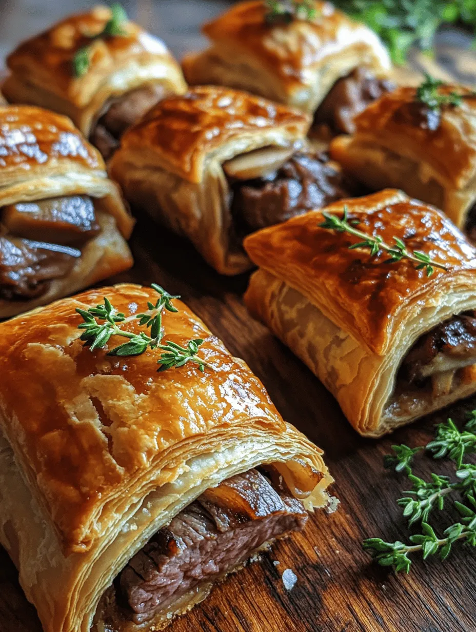 Beef Wellington is a classic dish that has graced the tables of fine dining establishments and home kitchens alike for generations. Renowned for its rich flavors and elegant presentation, this sophisticated dish consists of tender beef tenderloin coated with a savory mushroom duxelles, all enveloped in flaky puff pastry. It is often reserved for special occasions—think festive holiday feasts or celebratory gatherings—where it can shine as a centerpiece. However, not everyone has the time or resources to prepare a full-sized Beef Wellington. Enter the mini version: Savory Mini Beef Wellington Bites.