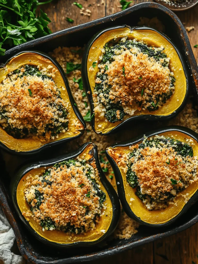 Acorn squash is a seasonal gem that graces our tables with its vibrant hues and unique shape. This versatile vegetable is not only a feast for the eyes but also a nutritional powerhouse, making it a popular choice for healthy dishes year-round. Its sweet, nutty flavor and tender texture make it the perfect vessel for a variety of fillings, allowing for endless culinary creativity. One such delightful recipe is Stuffed Acorn Squash with Creamed Spinach, a dish that artfully combines rich flavors and wholesome ingredients.