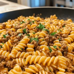 When it comes to quick yet satisfying meals, few dishes can rival the comfort of Beef and Rotini in Garlic Parmesan Sauce. This hearty pasta dish combines the richness of seasoned ground beef with the creamy, garlicky goodness of Parmesan sauce, making it an ideal option for busy weeknights. In just one pot, you can create a meal that is not only delicious but also incredibly easy to prepare, allowing you to spend less time in the kitchen and more time enjoying dinner with family or friends.