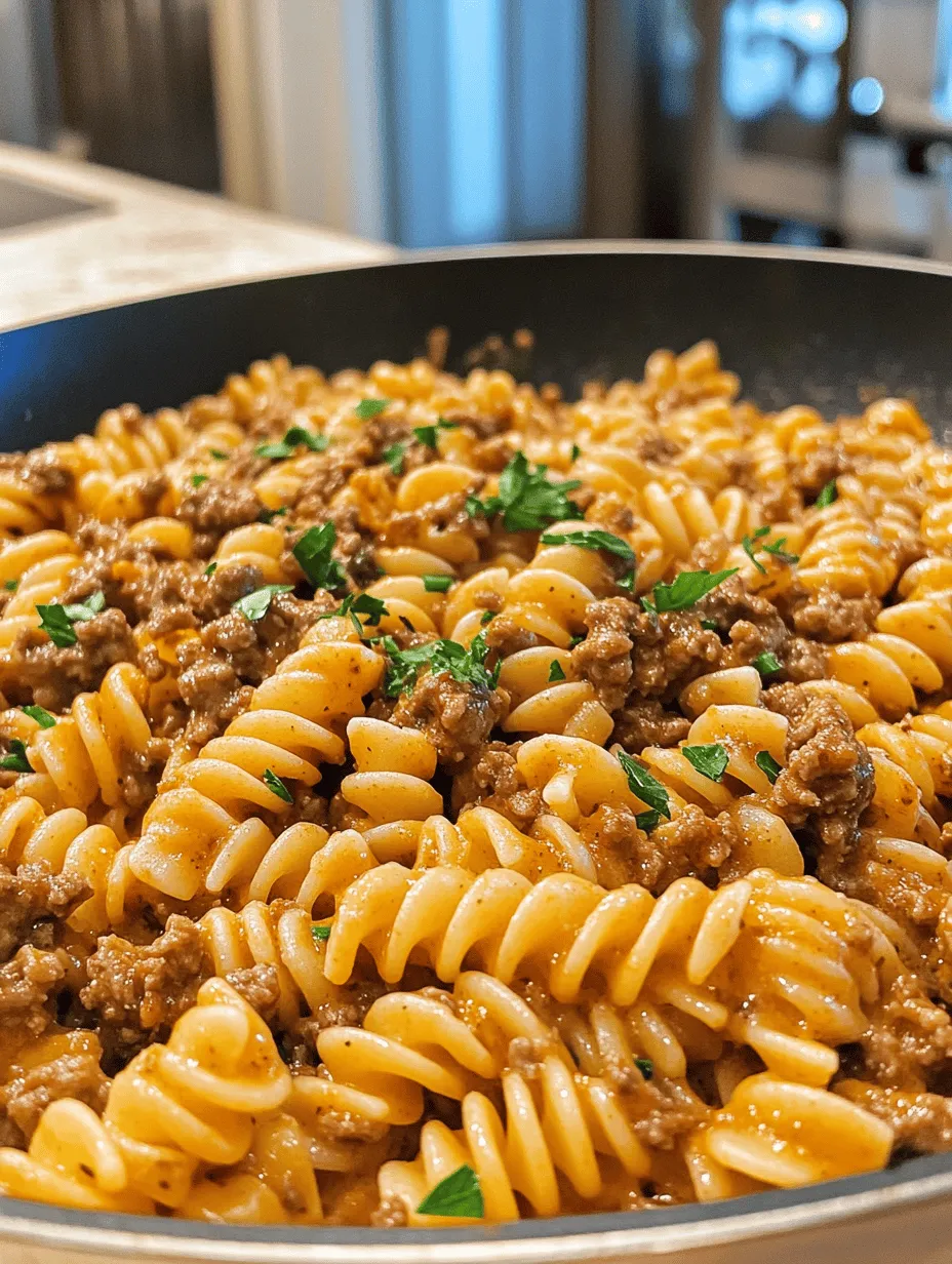 When it comes to quick yet satisfying meals, few dishes can rival the comfort of Beef and Rotini in Garlic Parmesan Sauce. This hearty pasta dish combines the richness of seasoned ground beef with the creamy, garlicky goodness of Parmesan sauce, making it an ideal option for busy weeknights. In just one pot, you can create a meal that is not only delicious but also incredibly easy to prepare, allowing you to spend less time in the kitchen and more time enjoying dinner with family or friends.