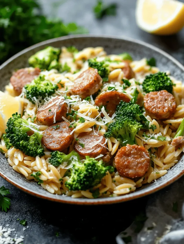 In the realm of weeknight dinners, few dishes offer the convenience, flavor, and nutrition of a one-pot meal. One-Pot Chicken Sausage & Broccoli Orzo is a shining example. This dish combines the hearty essence of chicken sausage with the vibrant crunch of broccoli and the comforting texture of orzo pasta, creating a meal that is not only satisfying but also packed with nutrients. The beauty of this recipe lies in its simplicity—everything cooks together in one pot, minimizing cleanup while maximizing flavor.