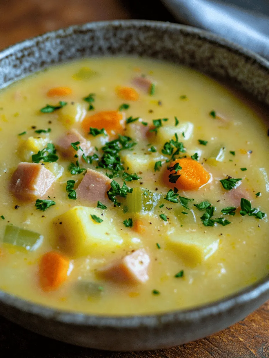 When it comes to comfort food, few dishes can rival the warmth and heartiness of a well-prepared soup. The "Creamy Ham Potato Leek Delight" is a quintessential example of a dish that brings families together, offering a rich and satisfying experience whether enjoyed on a chilly evening or served at a cozy gathering. This delightful recipe embodies the essence of comfort with its creamy texture and robust flavors, making it a favorite for many home cooks.