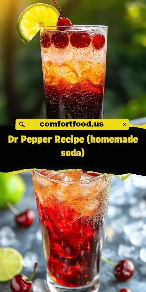 Experience the joy of making your own Fizzy Dr Pepper Delight at home! This refreshing homemade soda combines sparkling water, cherry juice, and cola syrup, delivering a nostalgic taste that’s perfect for any occasion. With customizable flavors and healthier ingredients, you’ll impress friends and family with your mixology skills. Beat the heat or elevate your gatherings with this fun drink. Try it today! #FizzyDrPepper #HomemadeSoda #RefreshingDrinks #Mixology #CraftSoda #SummerDrinks