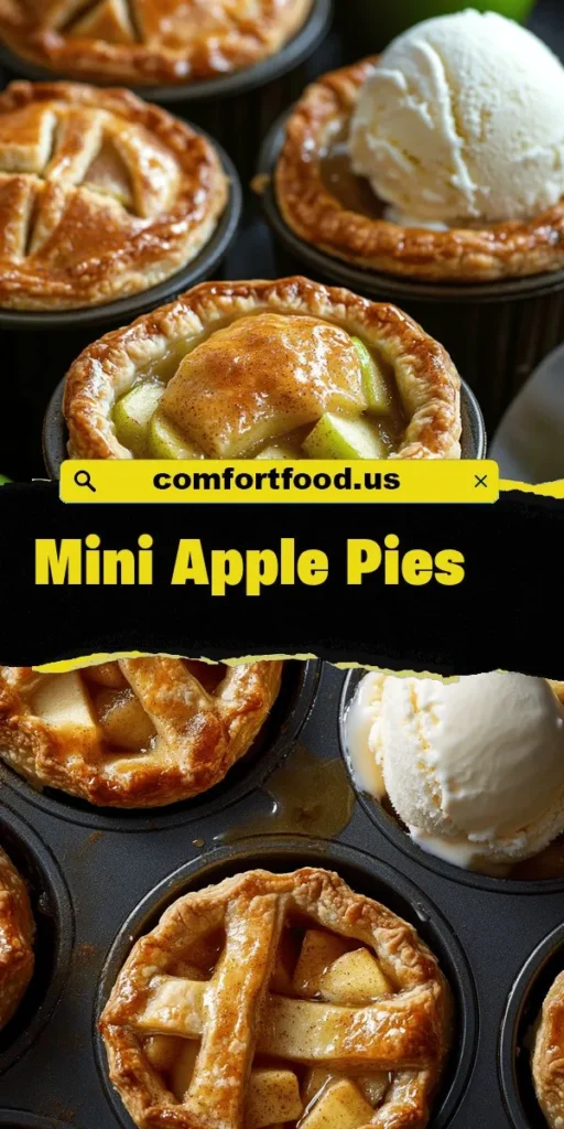 Indulge in the charm of mini apple pies, perfect for any occasion! These delightful treats are packed with spiced apple filling nestled in a flaky crust, creating the ideal dessert to share with family and friends. Easy to make and fun for all ages, mini apple pies are a versatile option for gatherings or cozy nights at home. Discover the rich history and nutritional benefits of apples while creating these scrumptious individual servings! #MiniApplePies #Dessert #Baking #FamilyRecipes #HomemadeGoodness #FallBaking #AppleDesserts