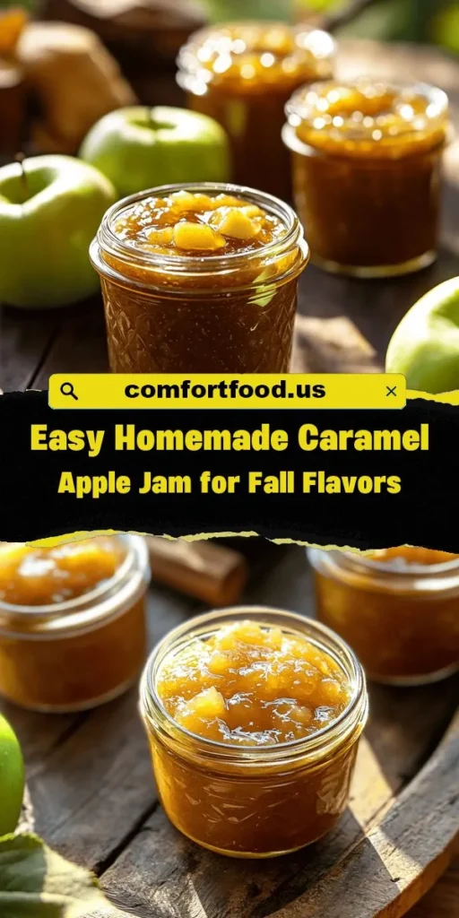 Experience the essence of fall with homemade caramel apple jam! This easy recipe combines tart Granny Smith apples with rich, sweet caramel for a delightful spread perfect for breakfasts, desserts, or gifting. Learn how to make your own delicious jam with simple ingredients and step-by-step instructions. Embrace the cozy flavors of autumn in every jar you create! #CaramelAppleJam #HomemadeJam #FallTreats #Preserving #Canning #RecipeShare #AutumnFlavors #Jamming