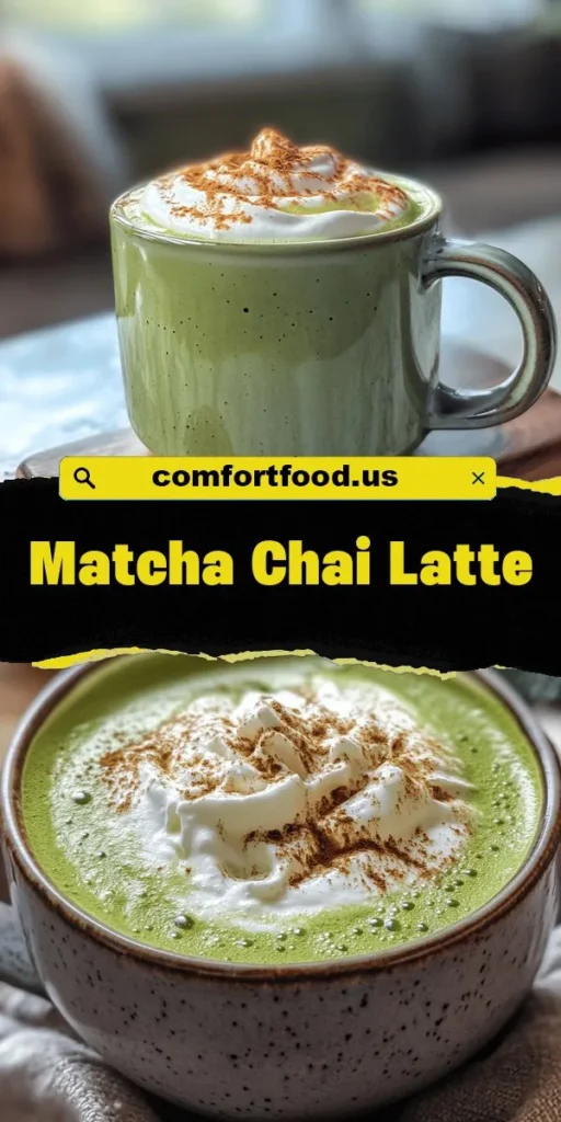 Discover the delightful Matcha Chai Latte, a perfect blend of earthy matcha and aromatic chai spices. This innovative drink not only tantalizes your taste buds but also comes packed with health benefits, from boosting metabolism to enhancing focus. Perfect for both traditional and health-conscious beverage lovers, this recipe will elevate your drink game at home. Try it hot or iced for a tasty twist! #MatchaChaiLatte #HealthyDrinks #TeaLovers #WellnessBeverages #HomemadeLatte #MatchaMagic #ChaiSpices #CozyDrinks