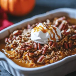 As the leaves turn and the air becomes crisp, there’s a warmth that beckons from the kitchen—a promise of sweet, comforting desserts that celebrate the flavors of the season. One such delight that captures the essence of fall is the Easy Caramel Pumpkin Pecan Cobbler. This decadent dessert combines the rich flavors of pumpkin and pecans with the lusciousness of caramel, creating a dish that is as visually appealing as it is satisfying. Whether it’s served warm with a scoop of vanilla ice cream or enjoyed on its own, this cobbler has a way of bringing people together, making it a staple for gatherings and family dinners during the autumn months.