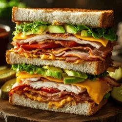The Cowboy Club Sandwich is more than just a meal; it’s an experience that captures the essence of American comfort food. This hearty sandwich combines a medley of flavors and textures that will satisfy any appetite. With layers of crispy bacon, juicy chicken, and fresh vegetables, all stacked between thick slices of toasted bread, it’s no wonder this sandwich has become a beloved staple across the United States.