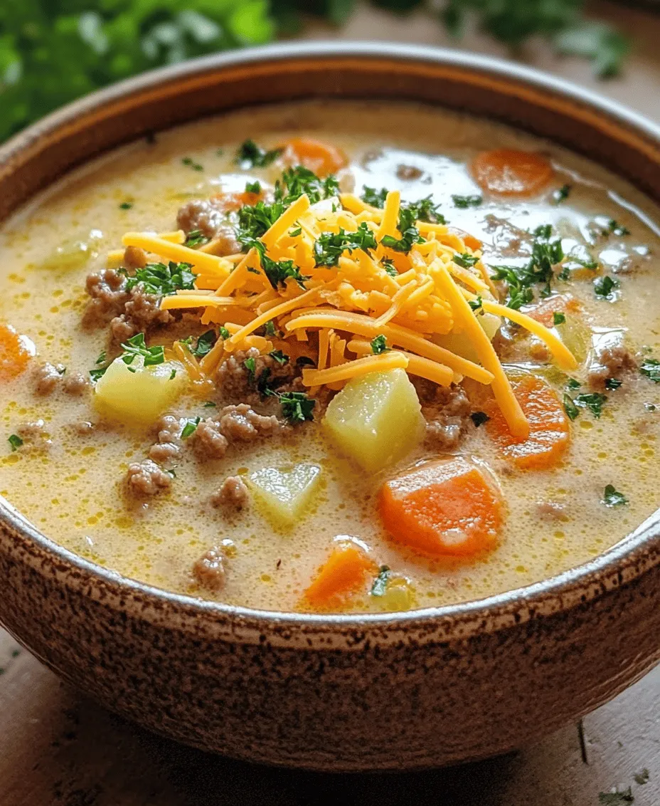 As the days grow shorter and the air turns crisp, there's nothing quite like a steaming bowl of comfort food to warm your soul. Comfort food is more than just a meal; it's a nostalgic embrace that brings back cherished memories of family gatherings and cozy dinners. Among the many comforting dishes that grace our tables, the Cheesy & Hearty Cheeseburger Soup stands out as a delightful twist on a classic favorite. This comforting soup encapsulates the essence of a cheeseburger—complete with all the delicious flavors and textures—while offering the warm, soothing qualities of a hearty soup.