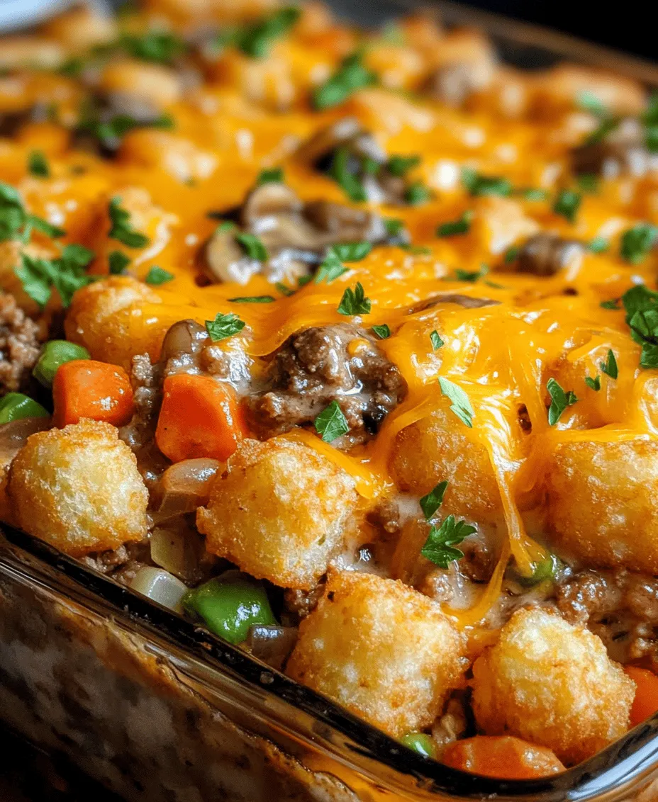 In the realm of comfort food, few dishes evoke the same warmth and nostalgia as a hearty casserole. Among these, the Cozy Tater Tot Casserole with Ground Beef stands out as a quintessential family favorite. This dish combines the delightful textures of crispy tater tots with a savory, beefy filling that is sure to please even the pickiest eaters. As life grows increasingly hectic, especially for busy families, the demand for quick and delicious meals has never been greater. The Cozy Tater Tot Casserole emerges as a perfect solution—easy to prepare, satisfying, and packed with flavors that bring everyone to the dinner table.