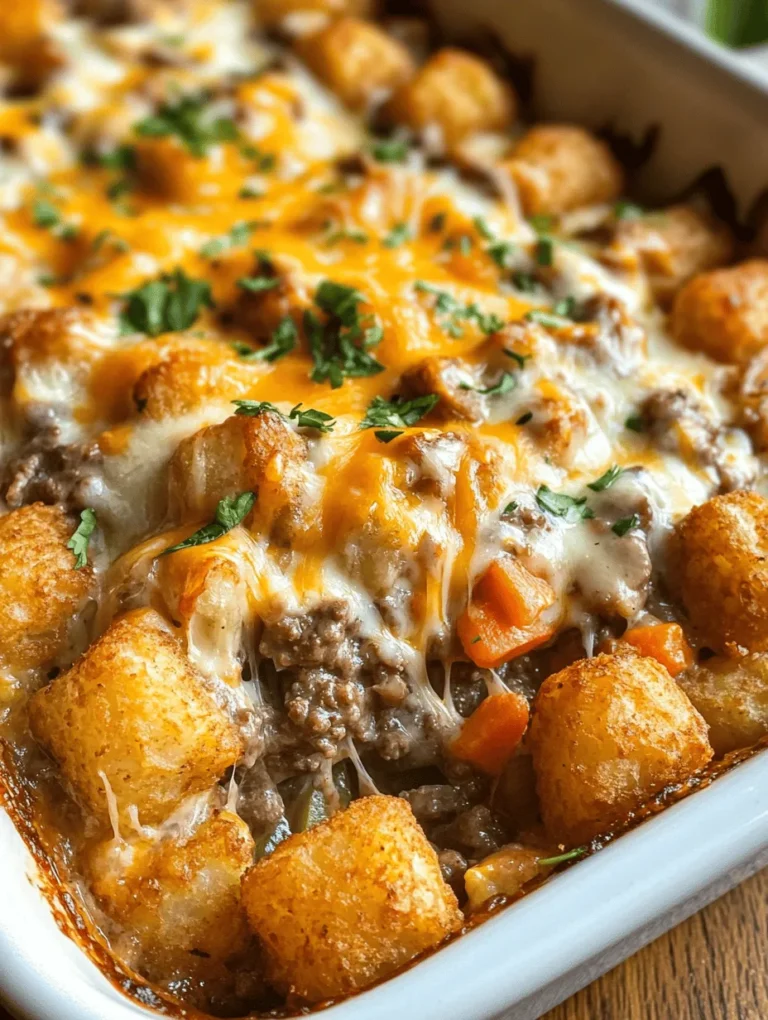 In the realm of comfort food, few dishes evoke the same warmth and nostalgia as a hearty casserole. Among these, the Cozy Tater Tot Casserole with Ground Beef stands out as a quintessential family favorite. This dish combines the delightful textures of crispy tater tots with a savory, beefy filling that is sure to please even the pickiest eaters. As life grows increasingly hectic, especially for busy families, the demand for quick and delicious meals has never been greater. The Cozy Tater Tot Casserole emerges as a perfect solution—easy to prepare, satisfying, and packed with flavors that bring everyone to the dinner table.