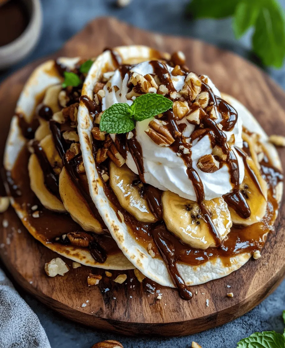 If you're on the hunt for a dessert that’s both indulgent and innovative, look no further than Caramel Banana Nut Tacos. This delightful recipe is a sweet symphony of flavors that combines the natural sweetness of ripe bananas, the rich decadence of homemade caramel, the crunch of mixed nuts, and the fluffiness of whipped cream. What makes this dessert truly special is its unique twist on traditional tacos, utilizing soft flour tortillas as a base instead of conventional taco shells. This creative approach not only adds a playful element to the dessert but also enhances the overall texture, providing a delightful contrast to the gooey caramel and soft bananas.