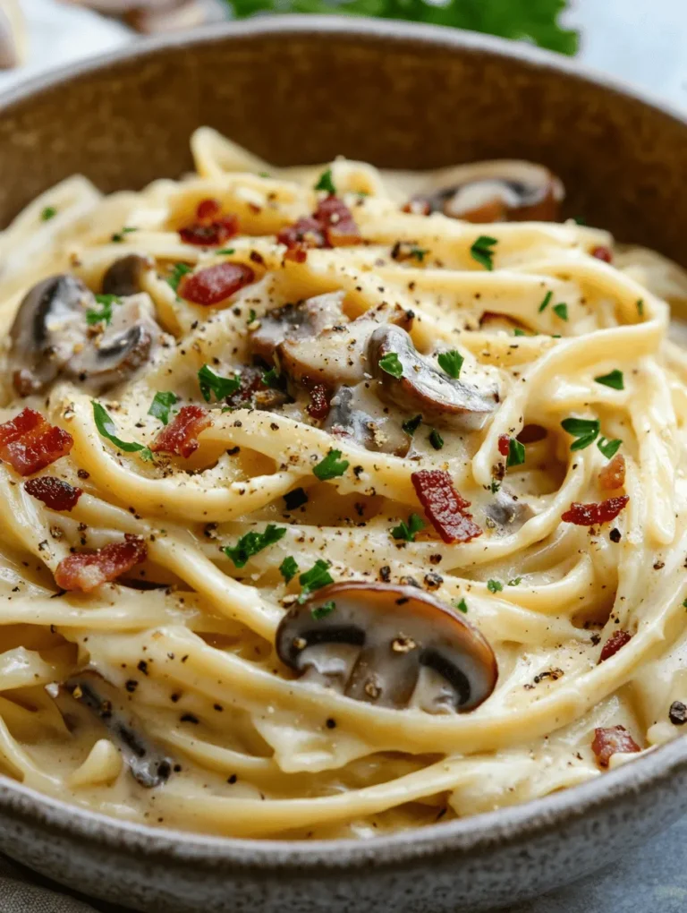 Creamy Bacon & Mushroom Pasta is a dish that tantalizes the taste buds and warms the heart. With its rich, velvety sauce that clings to perfectly cooked pasta, this recipe combines the savory, smoky flavor of bacon with the earthy tones of mushrooms, creating a harmonious balance that makes it irresistible. Whether you’re preparing a cozy weeknight dinner for the family or hosting a special occasion with friends, this dish promises to impress every palate at the table.