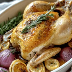 In the realm of comfort food, few dishes are as universally loved as a perfectly roasted chicken. The Savory Citrus Herb Roast Chicken stands out not only for its tantalizing aroma but also for its vibrant flavors that dance on the palate. This dish perfectly encapsulates the essence of home-cooked meals, evoking feelings of warmth and togetherness. The balance of zesty citrus and aromatic herbs transforms a simple chicken into a culinary masterpiece, making it ideal for family gatherings, festive occasions, or even a cozy weeknight dinner.