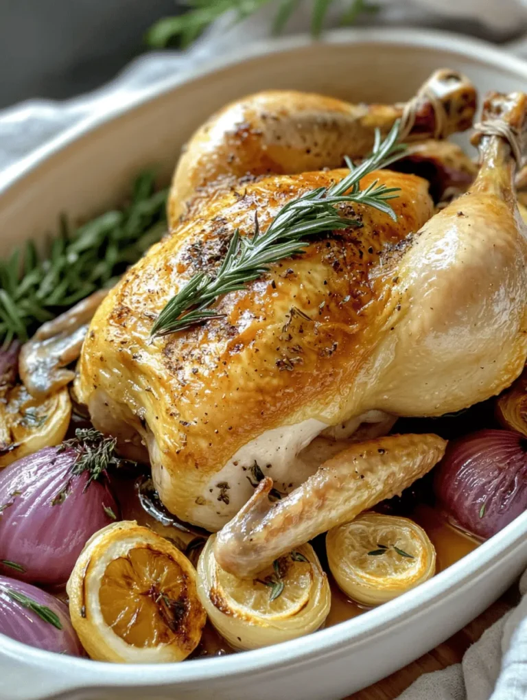In the realm of comfort food, few dishes are as universally loved as a perfectly roasted chicken. The Savory Citrus Herb Roast Chicken stands out not only for its tantalizing aroma but also for its vibrant flavors that dance on the palate. This dish perfectly encapsulates the essence of home-cooked meals, evoking feelings of warmth and togetherness. The balance of zesty citrus and aromatic herbs transforms a simple chicken into a culinary masterpiece, making it ideal for family gatherings, festive occasions, or even a cozy weeknight dinner.